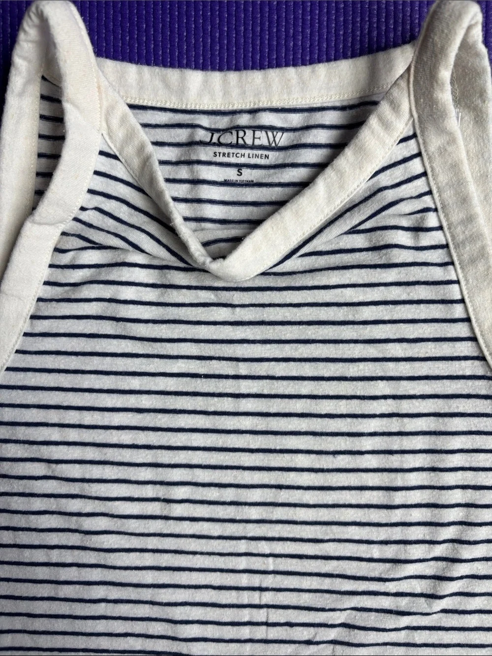 J. Crew White and Navy Striped Tank Top